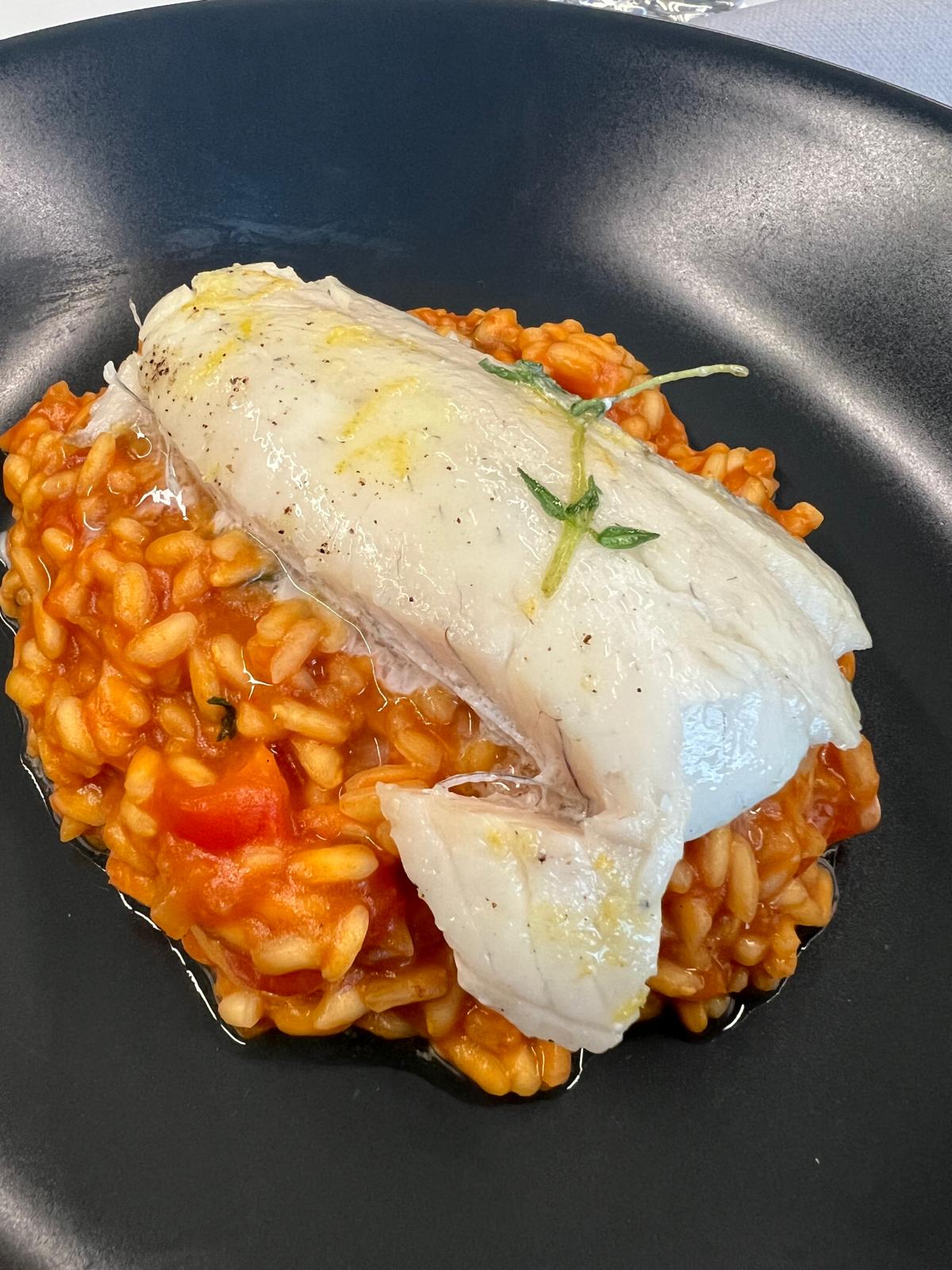 Sous-vide Zander auf Tomatenrisotto
